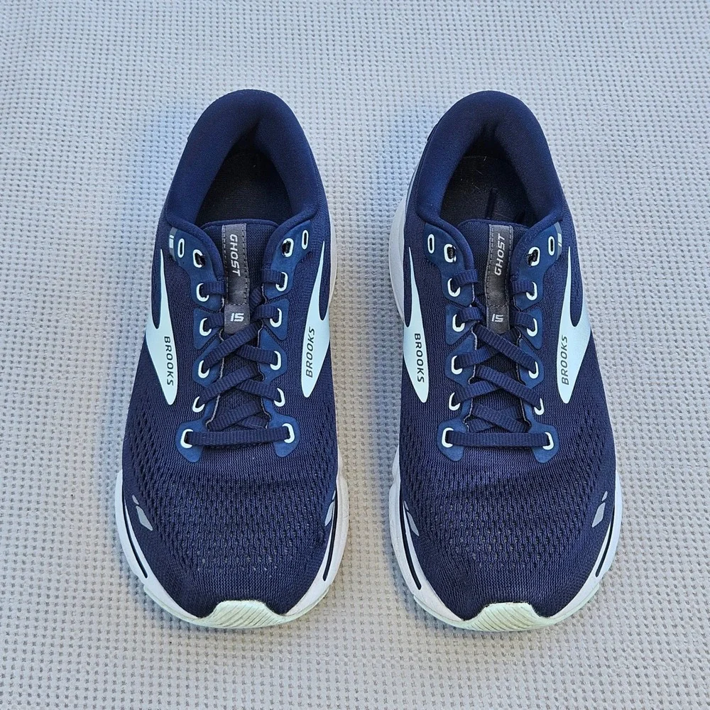 Brooks Ghost 15 Mens 9.5 Wide D Navy Blue Running Shoes 1203801D450 Sneaker